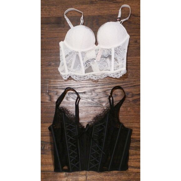 Victoria's Secret White Black Corset Bra Women's Size XS/32A Lot of 2 - Picture 1 of 2